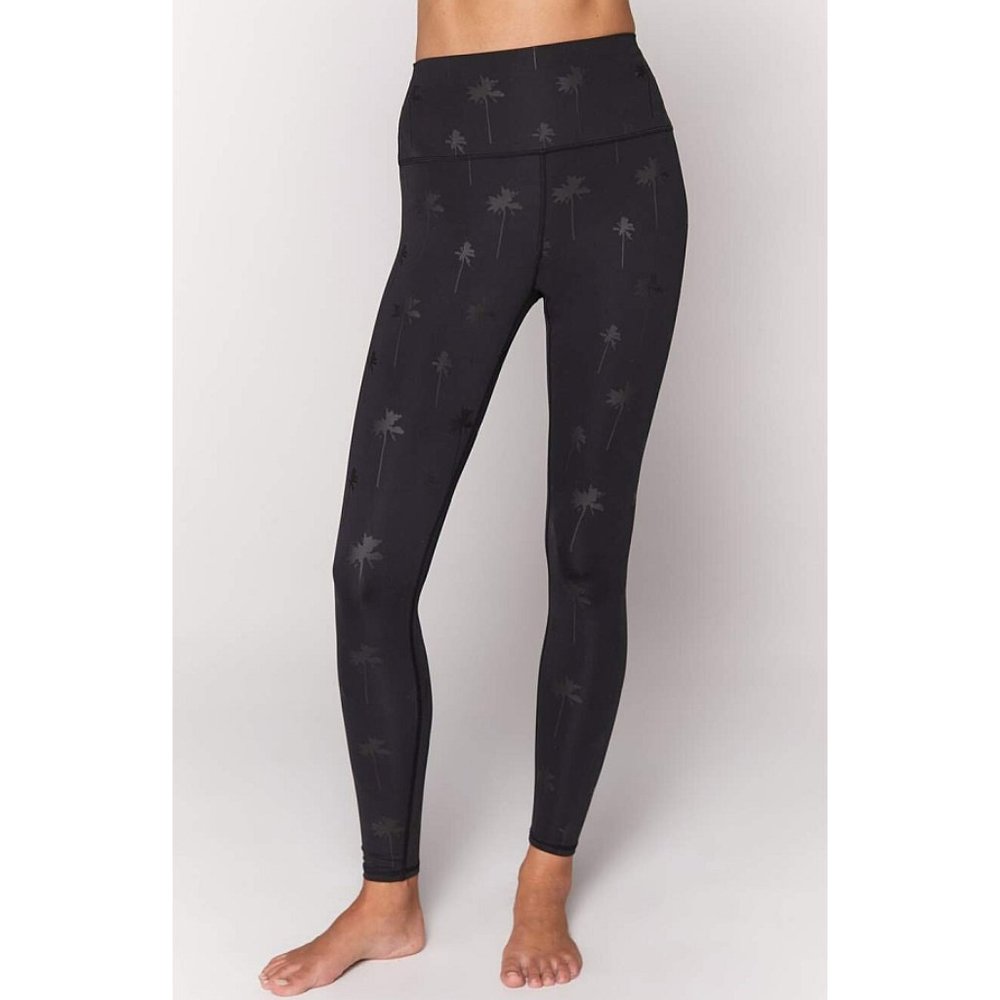 Spiritual Gangster Intent Tonal Palm High Waist Rise Legging Trees Skinny Tights